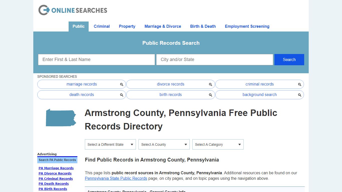 Armstrong County, Pennsylvania Public Records Directory