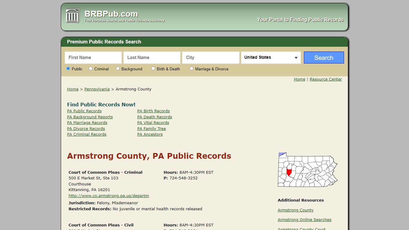 Armstrong County Public Records | Search Pennsylvania ...